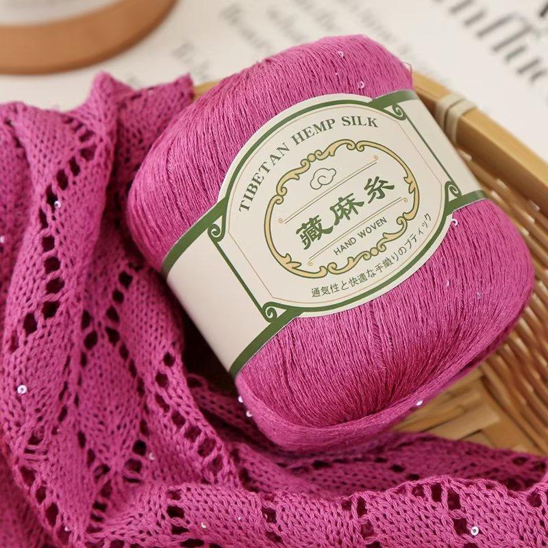 亮片藏麻线新款亚麻蕾丝线夏季短袖披肩柔软外贸蕾丝线编织线批发