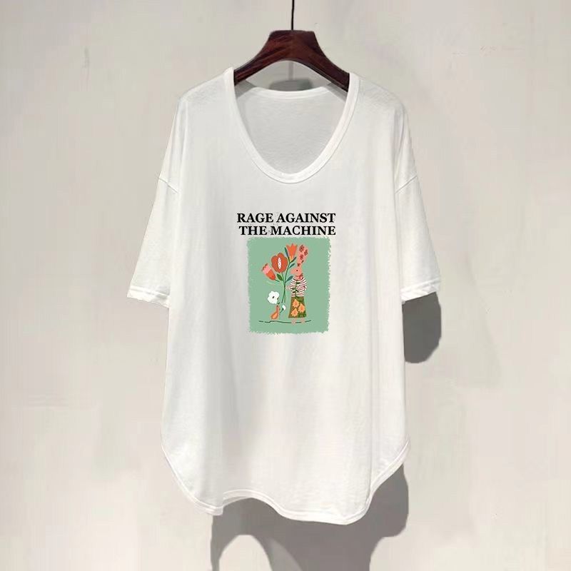 ファットmm 150kg ゆったり大きいサイズ ミドル丈 UVカラー 半袖 Tシャツ レディース 夏新作 韓国版 痩身お腹カバートップ|undefined