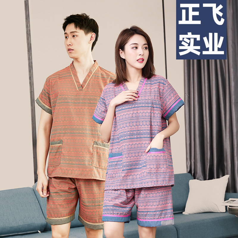 高档汗蒸服男女纯棉大码情侣款足疗店洗浴桑拿服按摩艾灸汗蒸衣服