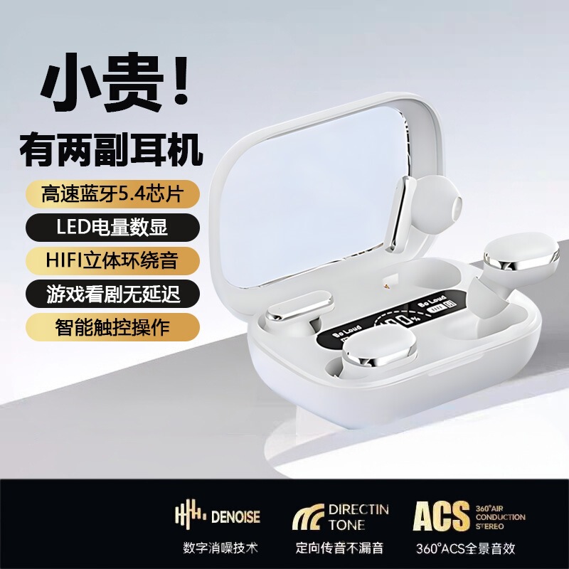 Couple Wireless Bluetooth Headset High Sound Quality Noise Reduction Sports 5.4 Core Plaid Wear Power Digital Display Q8