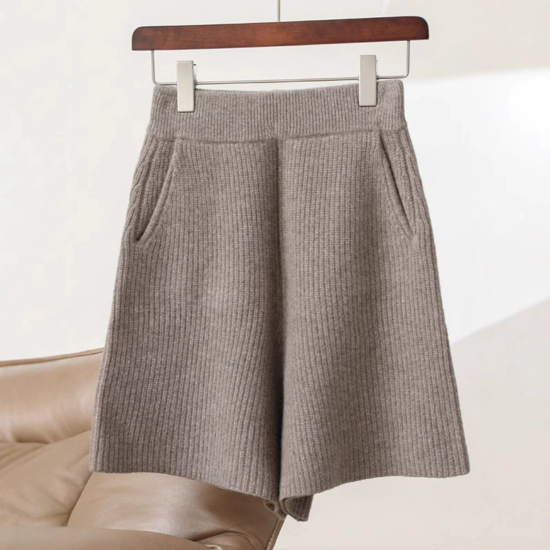 100% шерстяные повседневные шорты зимний новый женский с высокой талией осенью и зимой