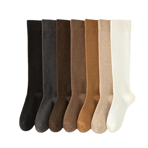 New pressure slimming socks for women, slimming and shaping jk white vertical striped knee-length socks, long socks with calf strips