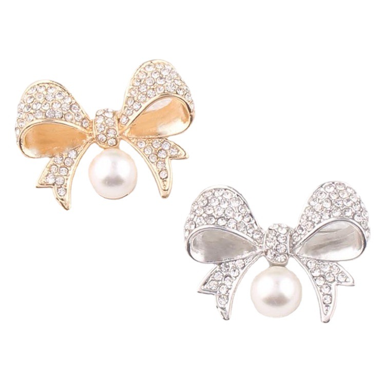 Fashionable beads with bow pearl lapel pin