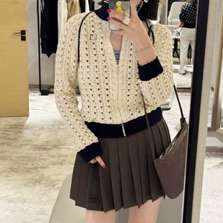 深圳南油货~26春季新品镂空拉链针织外套女休闲时尚百搭