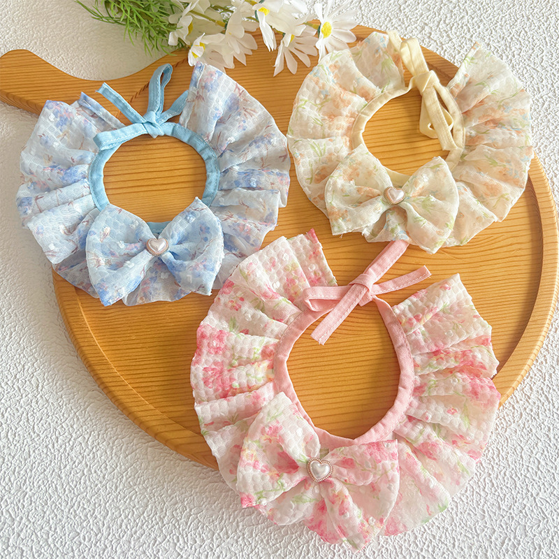 25 Autumn Pet Bib Dog Saliva Towel Kitten Bib Small Fresh Floral Mesh Scarf Bow Teddy 25 Autumn Pet Bib Dog Saliva Towel Kitten Bib Small Fresh Floral Mesh Scarf Bow Teddy