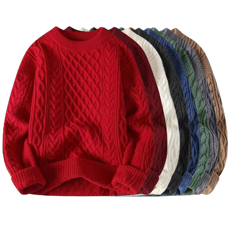 Explosiones transfronterizas de tamaño europeo suéter de punto de tamaño grande para hombres y mujeres otoño invierno cuello redondo cuello alto con lana de color sólido fábrica al por mayor