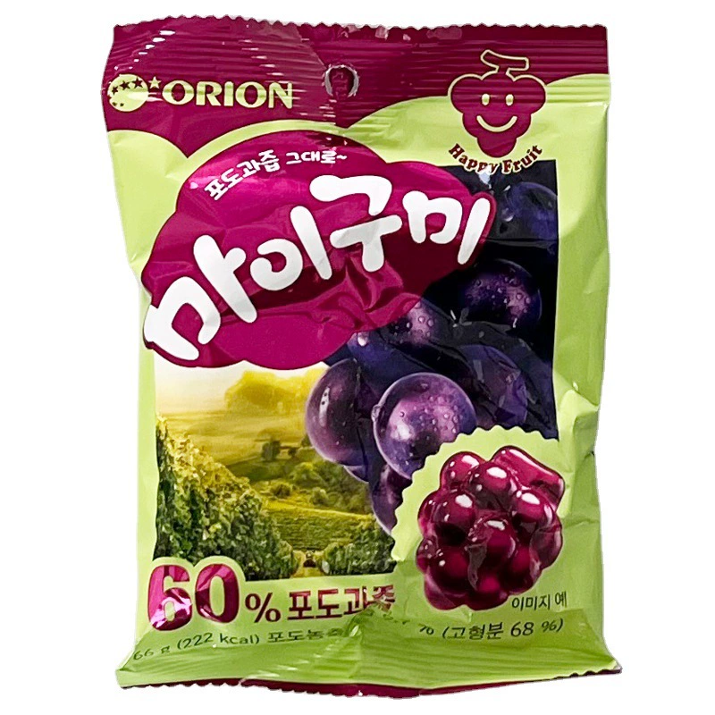 Закуска конфеты Южная Корея Холи Таози qq Летающий сахар 66г пакеты складировать виноград клубника змея