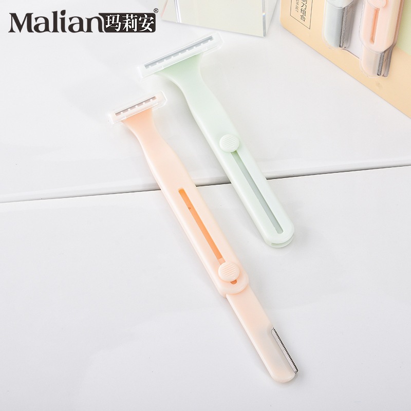 Máquina de afeitar retráctil Marian de doble cabeza combinada con malla de protección macro anti-racachado de doble cabeza de afeitar cejas herramienta de belleza