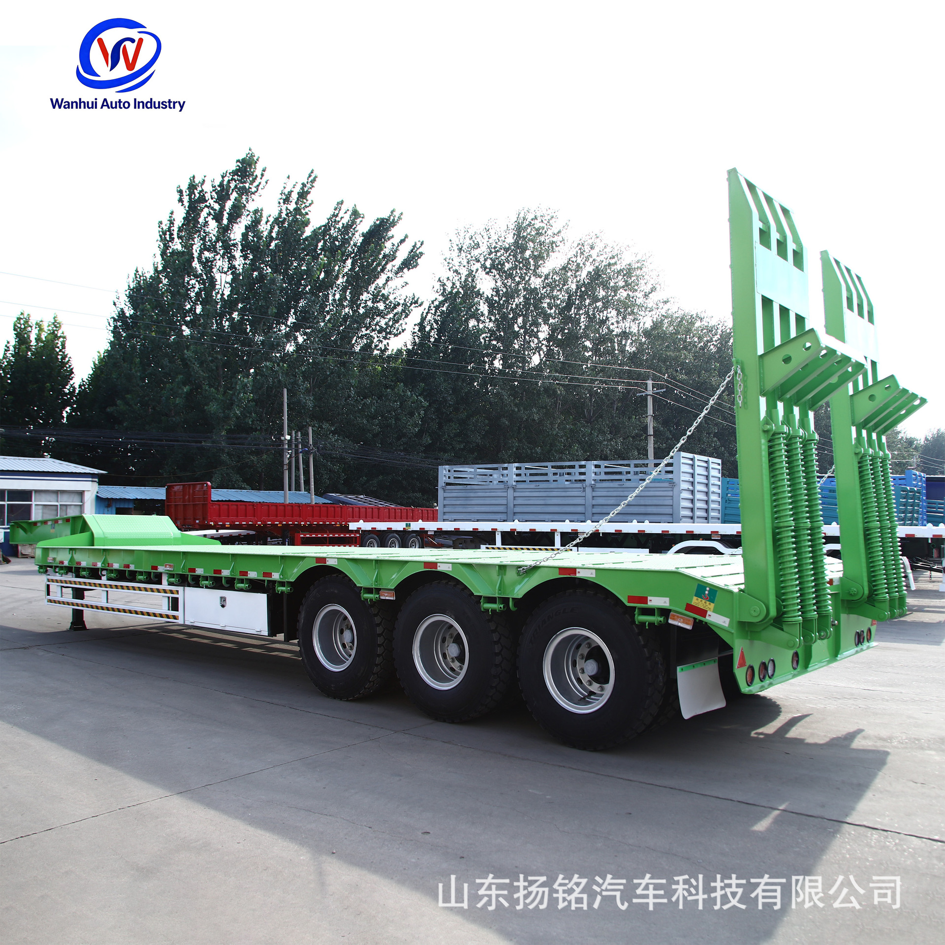 Heavy-Duty Engineering Equipment Transport Semi-Trailer with Reinforced Ladder, Suitable for Loaders, Excavators, Trailers, Etc., Supports Export