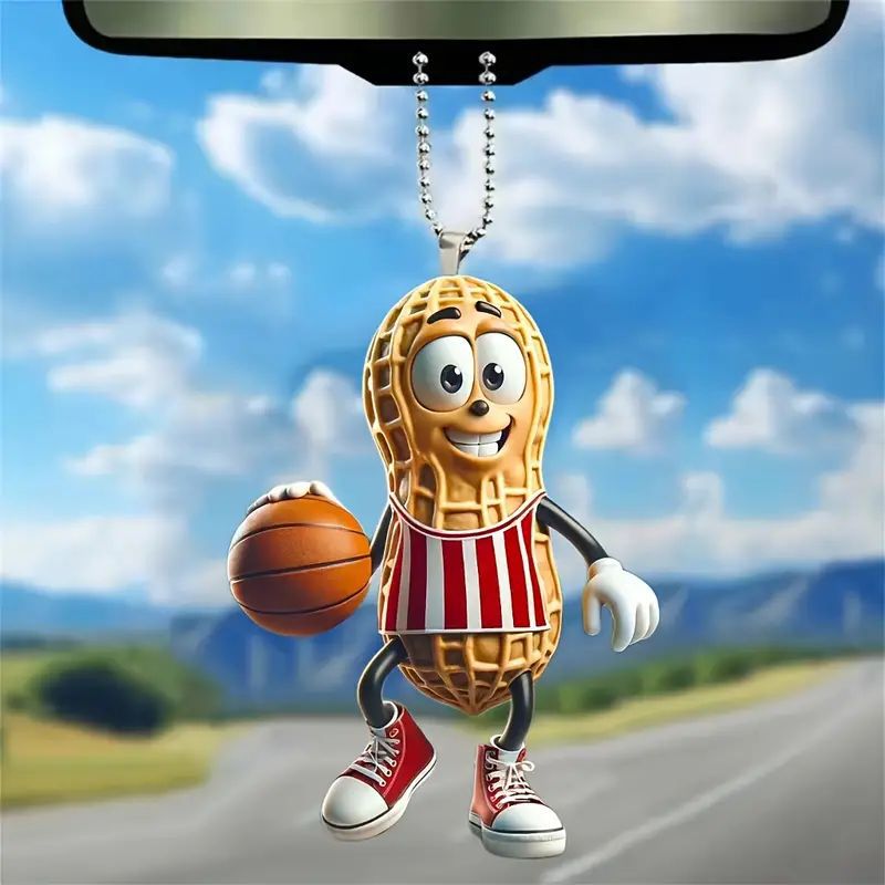 Creativo nuevo juego de baloncesto colgante de cacahuete plano transfronterizo automóvil espejo retrovisor interior decoración colgante llavero