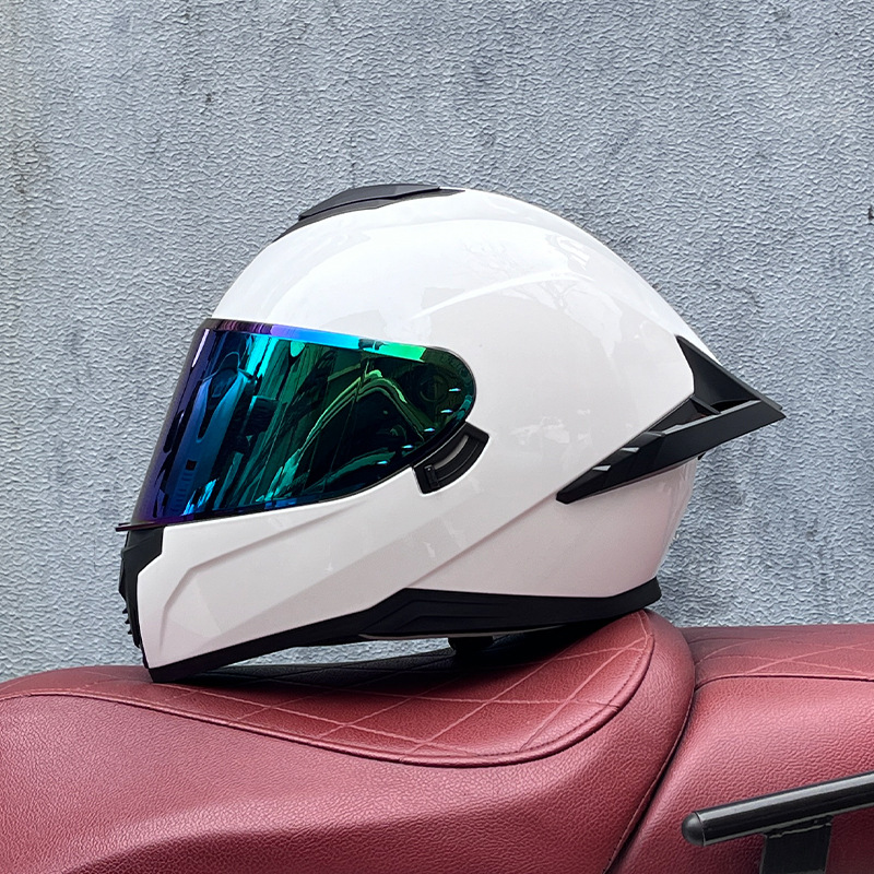 Casco integral transfronterizo DOT de la versión mejorada de LVS con doble lente para hombres, casco de seguridad universal para todas las estaciones para motociclistas femeninas, casco de motocicleta con doble lente.