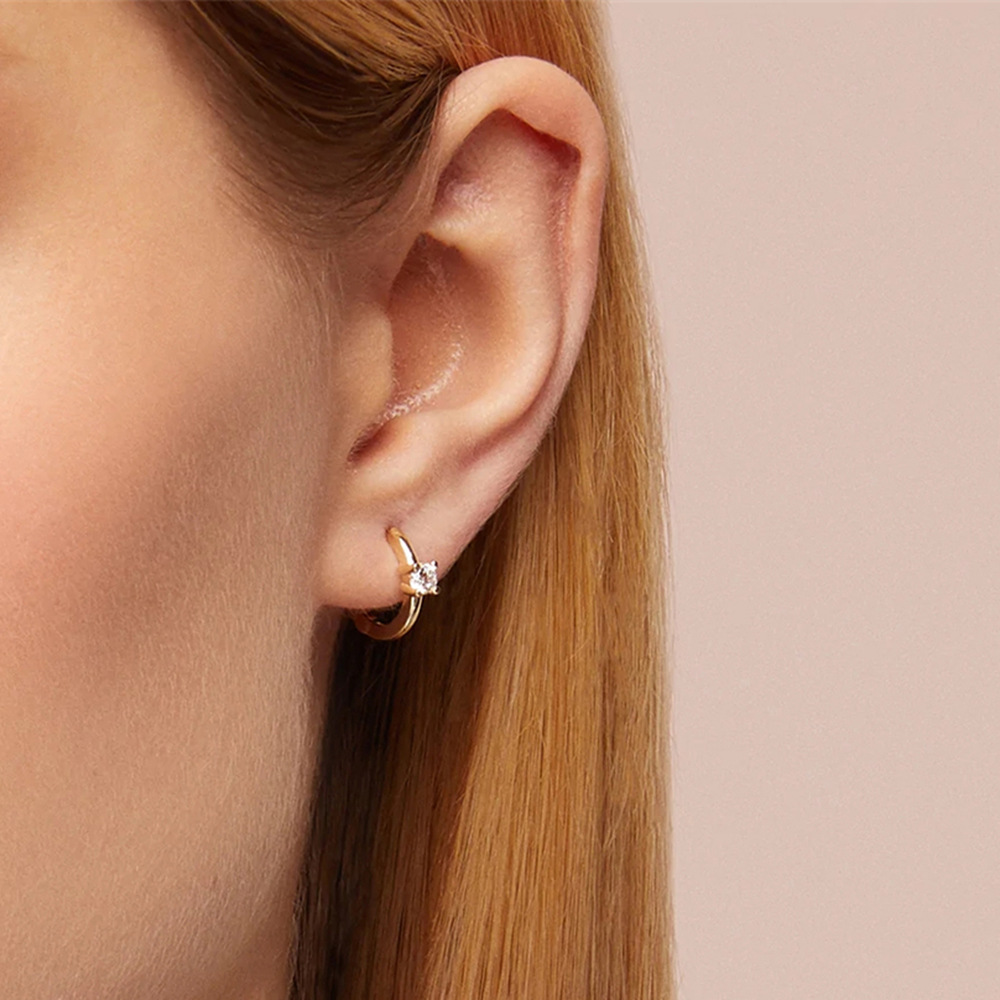 Zircon Inlay Material 1 Pair 925 Sterling Silver Zircon Geometric Sleeper Earrings Earrings