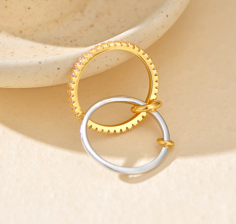 Bague Double Couche En Argent Sterling 925 Avec Diamants Élégante_voghion.com