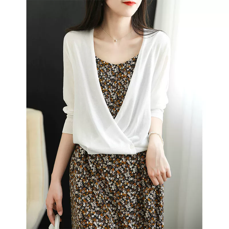 Knitted summer thin cardigan, oversize, sun protection