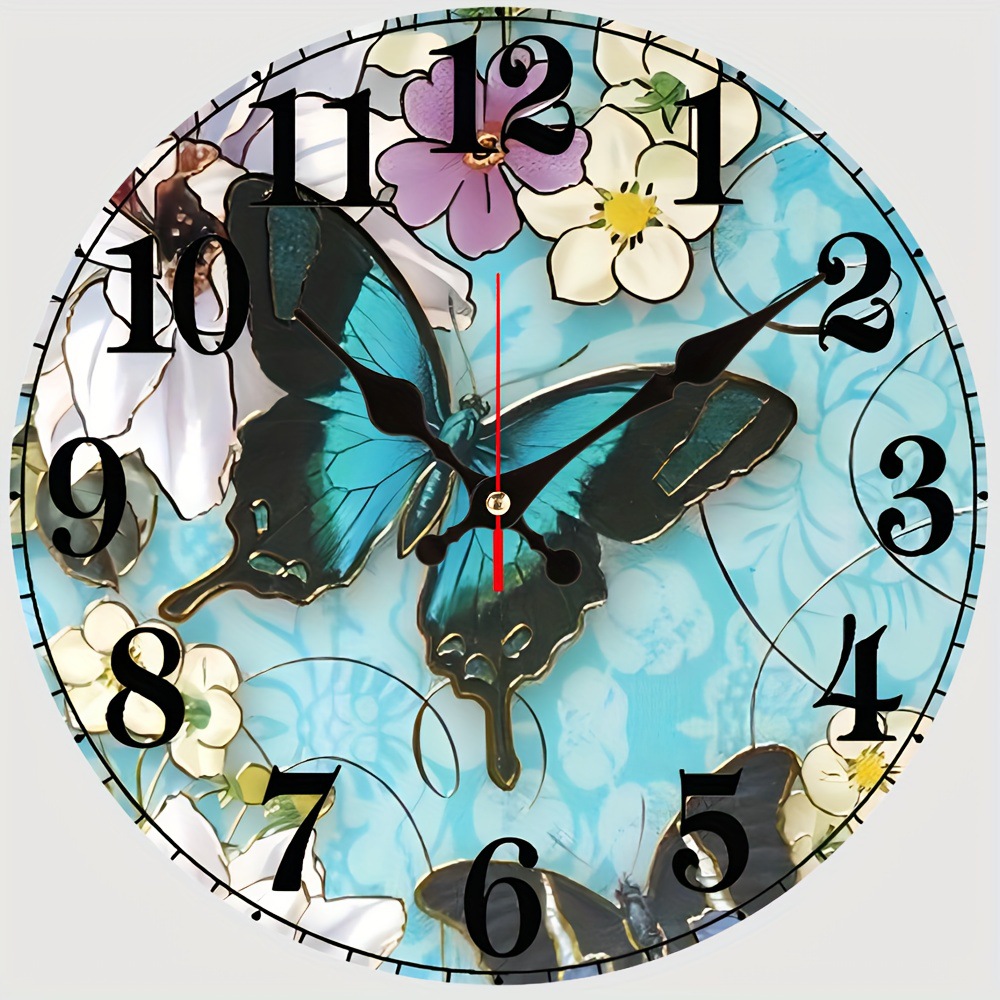 Reloj de pared sin marco con mariposa/animal, reloj simple de tablero de densidad, decoración para sala/comedor, venta directa de fábrica