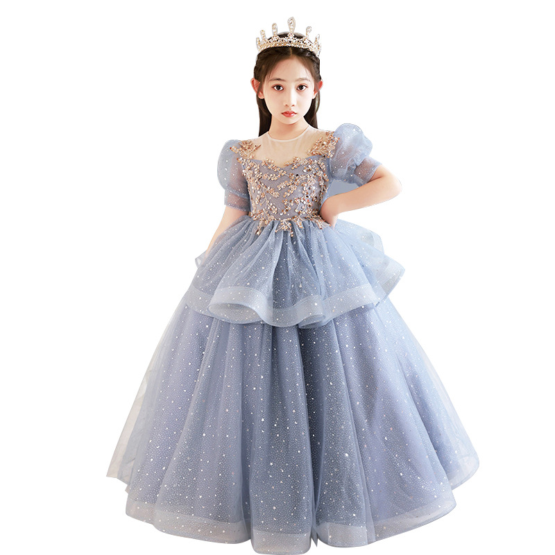 Princess Dress for Girls Royal Blue Elegant Party Gown for Performances Pageants And Special Occasions_voghion.com