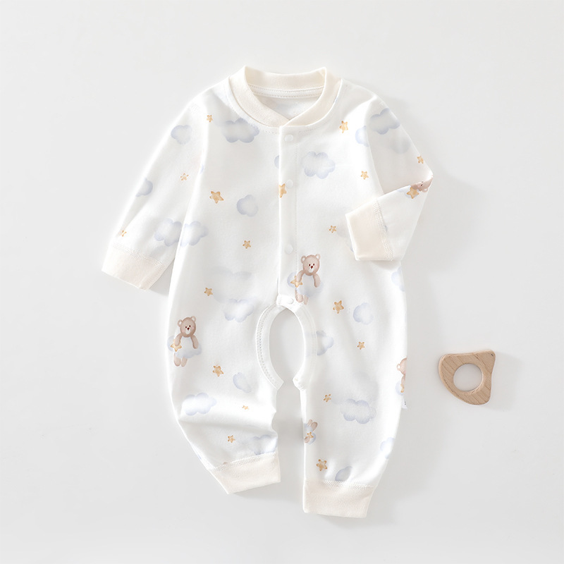 New for autumn: Class A seamless baby jumpsuit, pure cotton long-sleeve open-crotch newborn romper