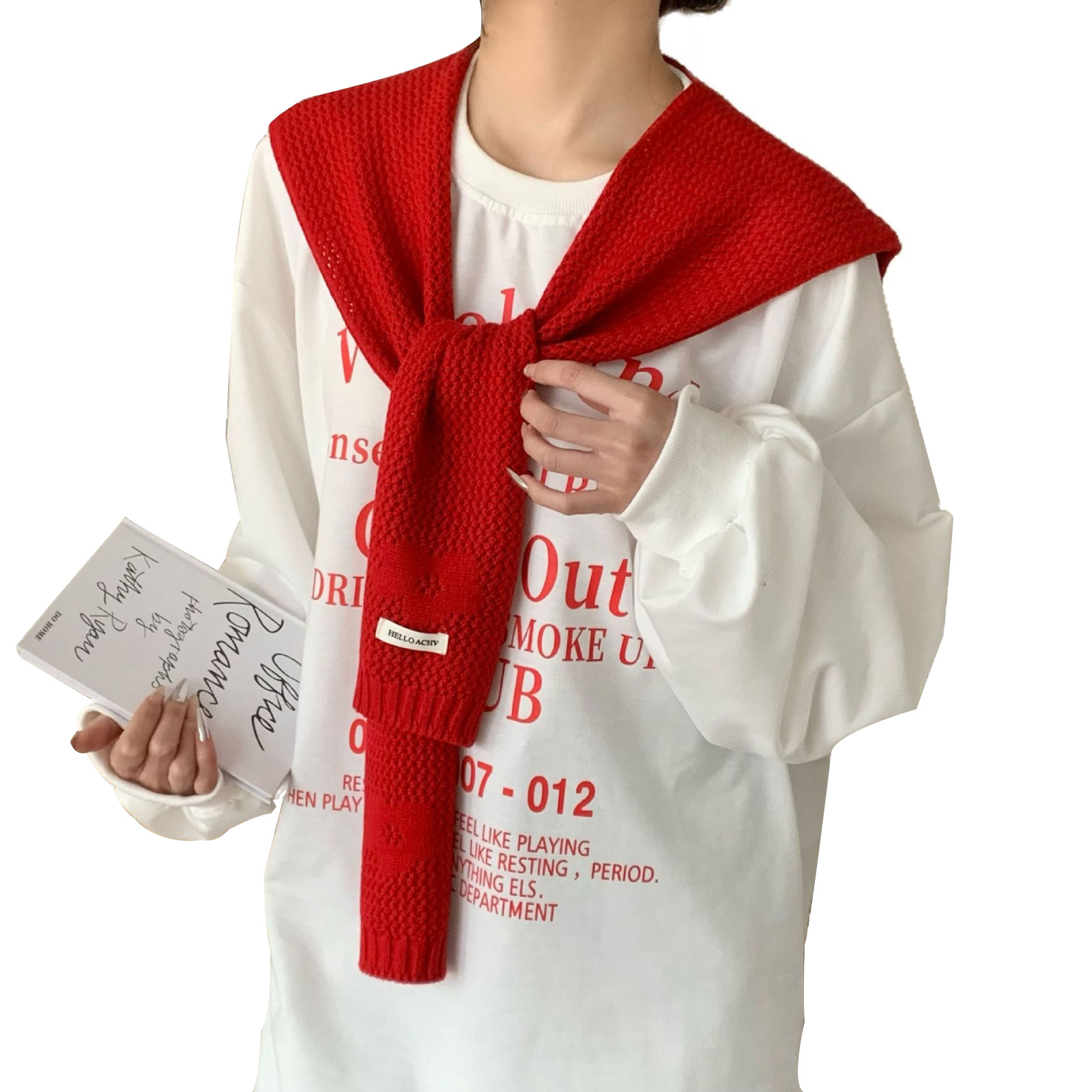 Sopa de punto de alta sensación nueva camisa de estilo extranjero falso cuello de moda universal sopa de punto cruzado con hombros pequeños