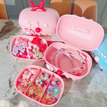 卡通可爱发饰饰品多层分隔收纳盒头绳发夹皮筋发卡耳饰收纳首饰盒