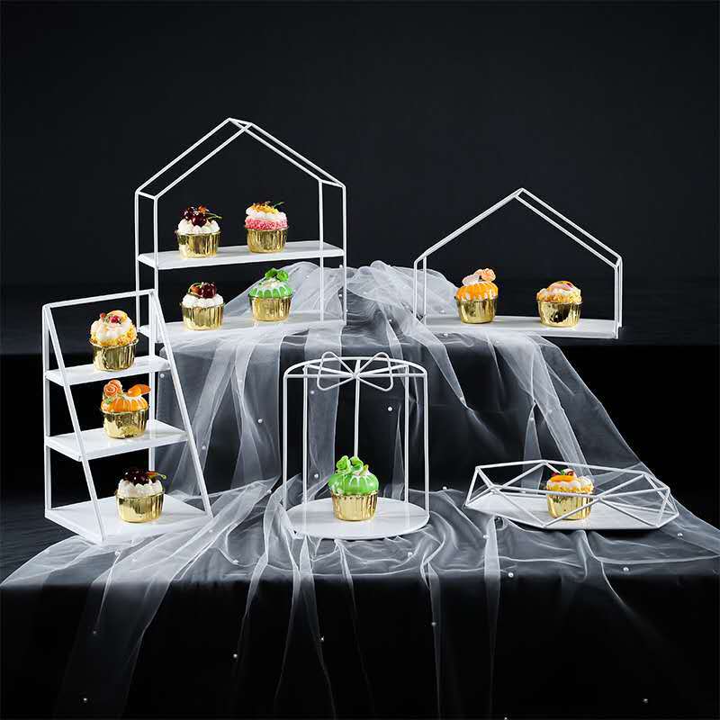 De estilo europeo té de la tarde de hierro estante de postre de la boda mesa de postre jaula de pájaros decoración taza soporte de la torta de múltiples capas de pastelería Occidental image 10