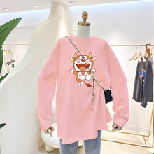 哺乳秋装上衣中长款外出辣妈款时尚卡通t恤喂奶衣服打底衫孕妇装