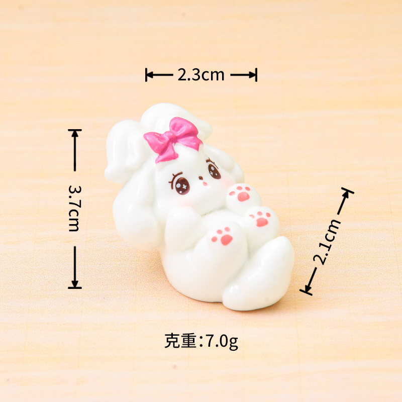 潮玩卡通蝴蝶结小狗桌面小摆件 娃娃屋公仔diy盲袋装饰品树脂配件|undefined