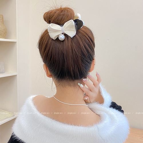  New French Style Gentle Bow Autumn and Winter Ball Head Clip Internet Celebrity Hair Clip Female Back of Head Hair Clip Wholesale