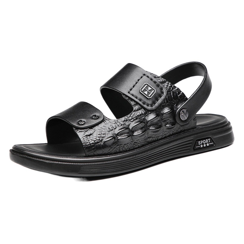 Primera capa de piel de oveja de verano Zapatos de playa de los hombres sandalias al aire libre moda casual cuero abierto dedo del pie zapatos de los hombres papá zapatillas de cuero suave