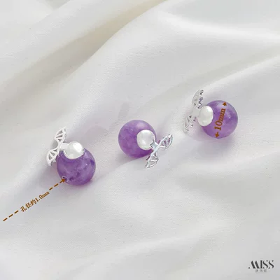 DIY jewelry accessories | Zərgərlik ara hissələri - silver-natural-amethyst-angel-spacer-bead-1-piece