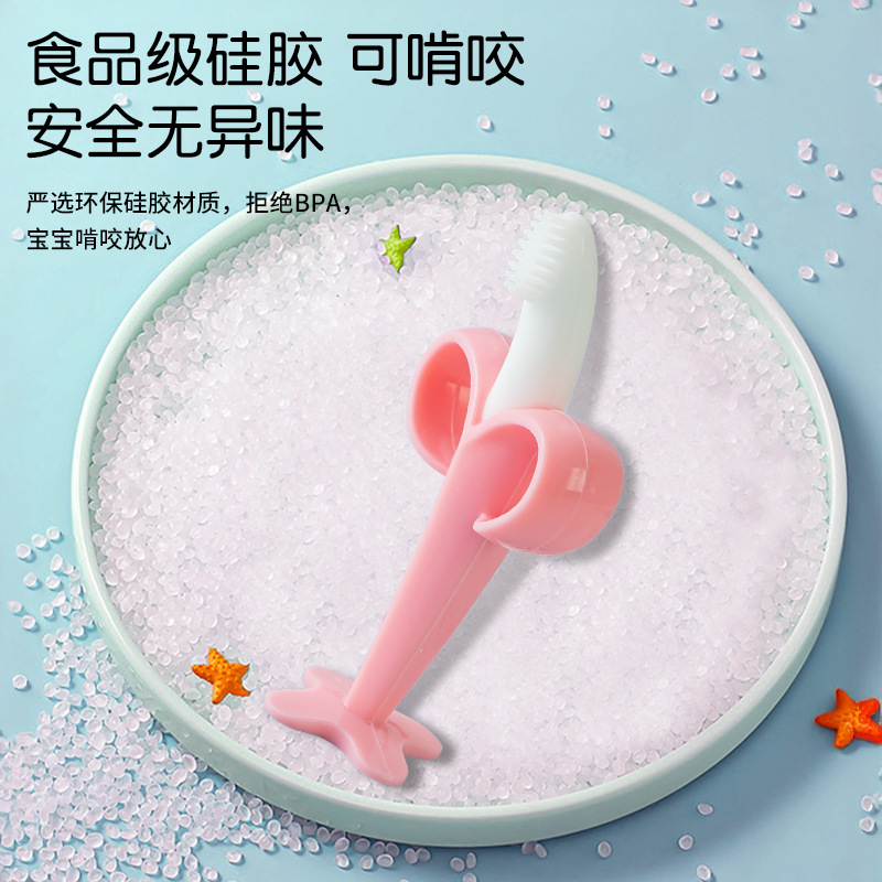 Diente para bebés de grado alimenticio plátano estereoscópico diente de silicona para bebés palillos de dientes para niños cepillo de dientes para niños juguetes para niños