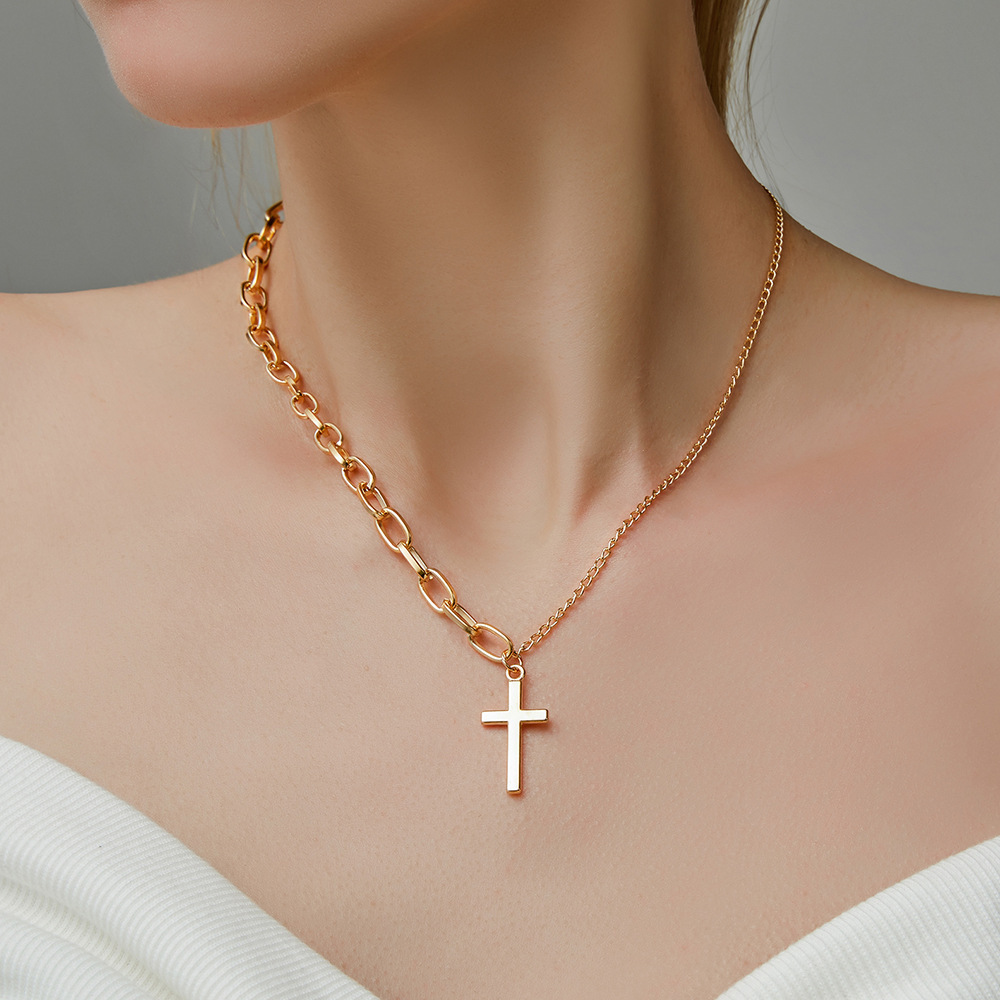 Cross-border new necklace asymmetric cro...