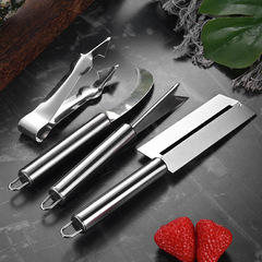 Stainless steel pineapple knife home banana small curved knife sugarcane knife pineapple clip pineapple eye remover set of four