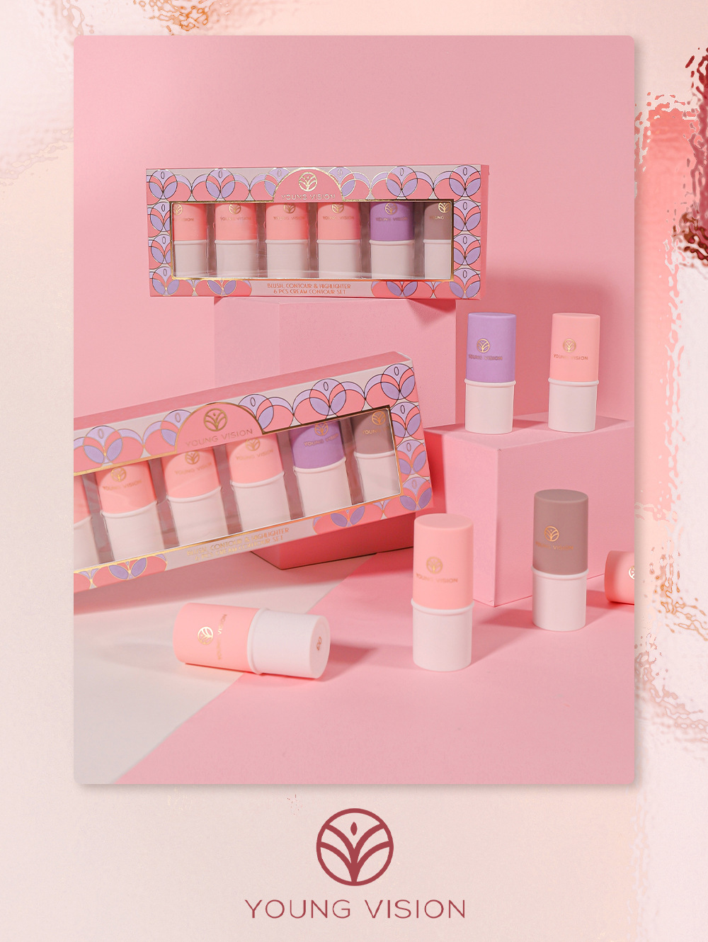 YOUNG VISION Multi-functional Makeup Stick Six-color Highlighter Contouring Cream Blush Matte Blush Stick Set undefined