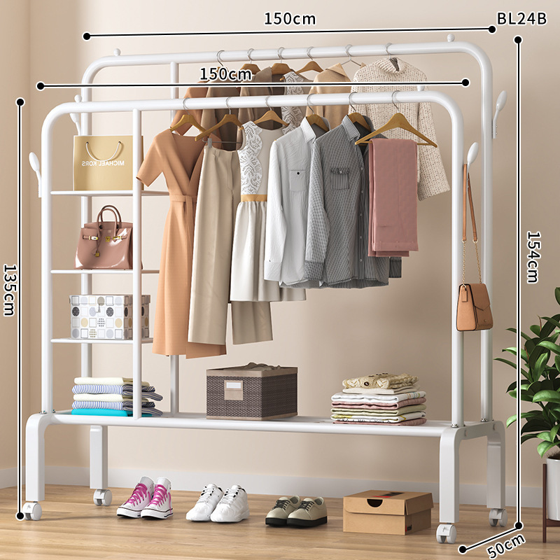 사이드 스토리지 네트 싱글 레이어 더블 로드 + 코트 후크 150 화이트 + 휠