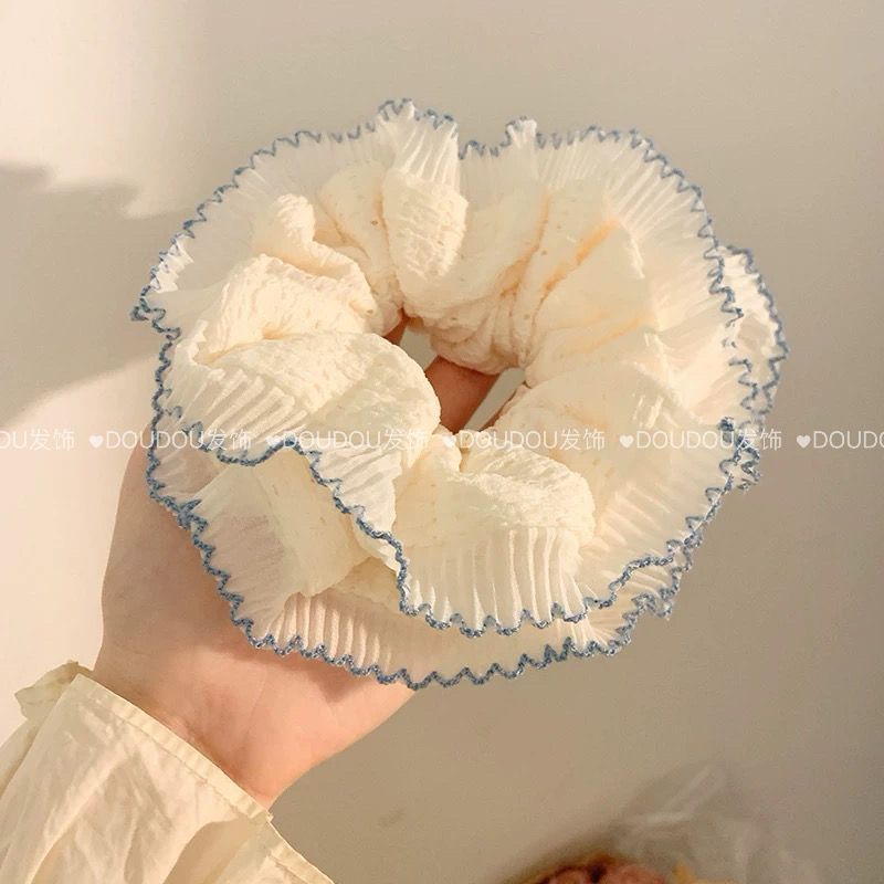 奶油超大法式简约气质云朵大肠发圈高级丸子头饰复古发绳头绳发饰|undefined