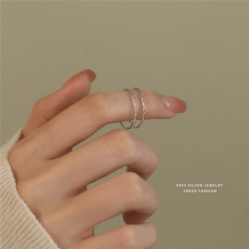 Korean version Fried Dough Twists plain thin women s sterling silver extremely simple style versatile opening forefinger_voghion.com