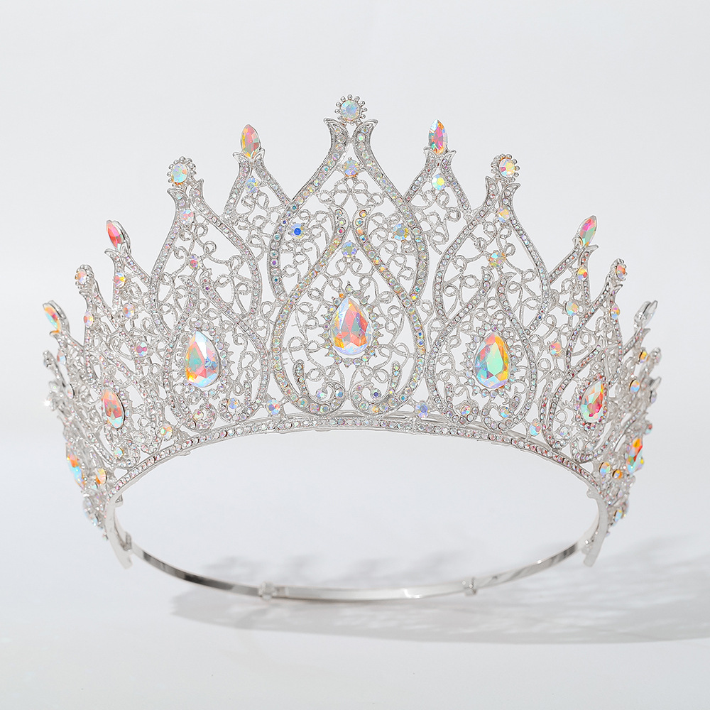 Fábrica de suministro directo de grandes tiaras de corona Baroque Crown Miss Mundo Europa y Europa Cross Border Bride Retro