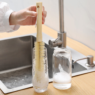 Wooden Handle Fine Mouth Cup Brush Long Handle Nylon Hair Cleaning Brush Cup Artifact Water Cup Tea Stain Small Brush Milk Bottle Shabu