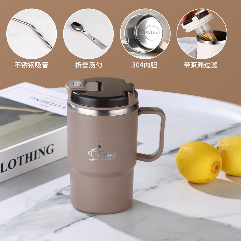 304 acero inoxidable simple taza de automóvil taza de café de gran capacidad taza de separación de té portátil taza de oficina
