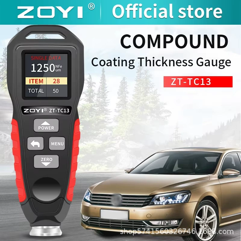 Zhongyi ZT-TC13 детектор автомобильной краски измерение толщины краски измеритель пленки краски высокоточный толщиномер покрытия