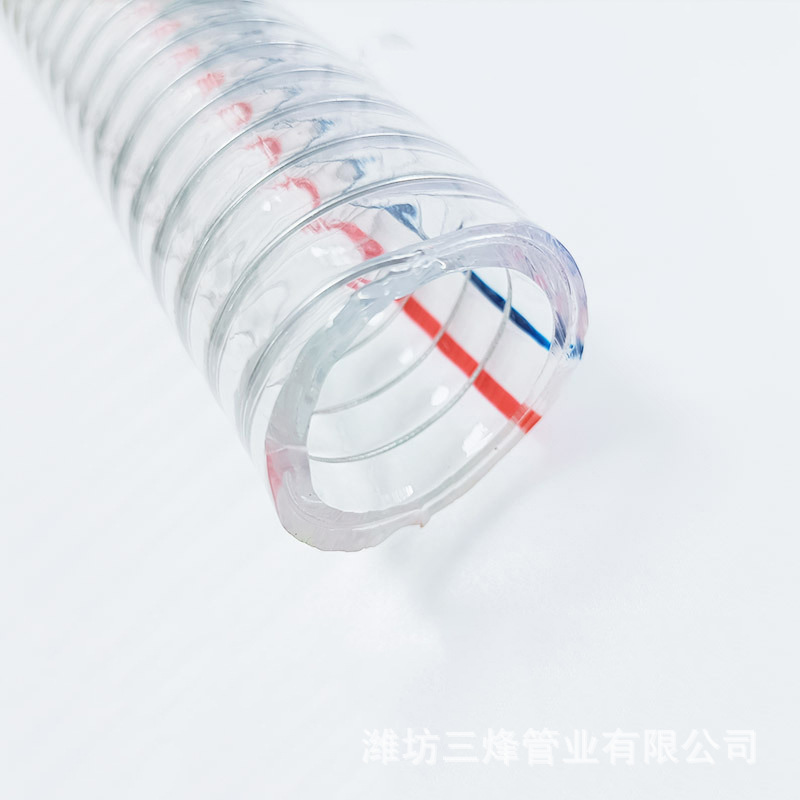 Manufacturer's transparent high-pressure spiral steel wire reinforced plastic hose, temperature resi