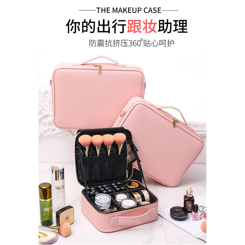 Pu Rosa uñas belleza cosméticos caja de almacenamiento viaje portátil ins estilo maquillaje artista maquillaje bolsa de almacenamiento