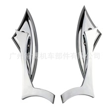 摩托车后视镜哈雷CNC改装反光镜三角闪电弯杆倒车镜跨境工厂直供