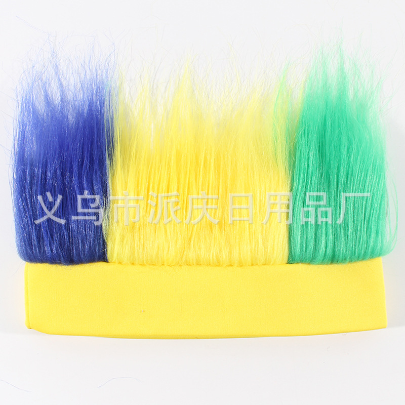 Transfronterizos para fanáticos de colores pelucas apoyos de la Copa del Mundo para adultos fuente especial fabricantes en stock al por mayor