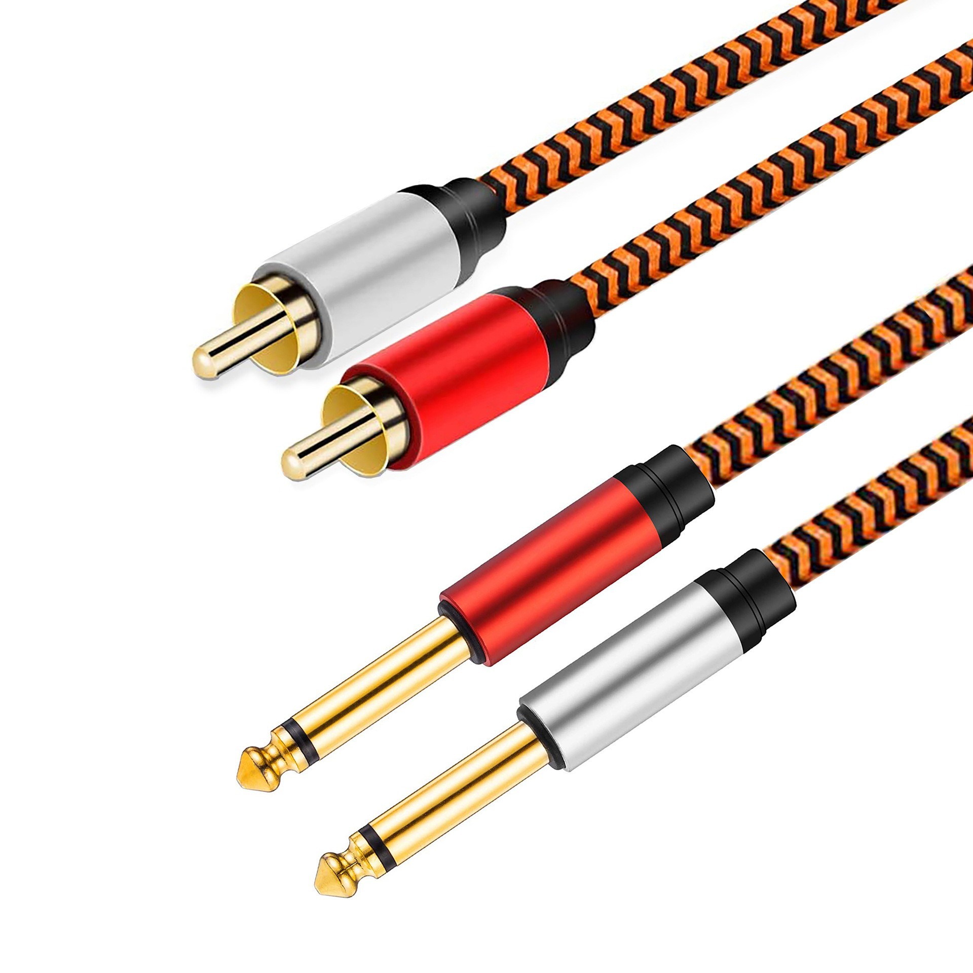 Doble 6.5 a doble Lotus 2RCA línea de conexión de mezclador micrófono de guitarra tarjeta de sonido cable de audio especial 6.5 a RCA