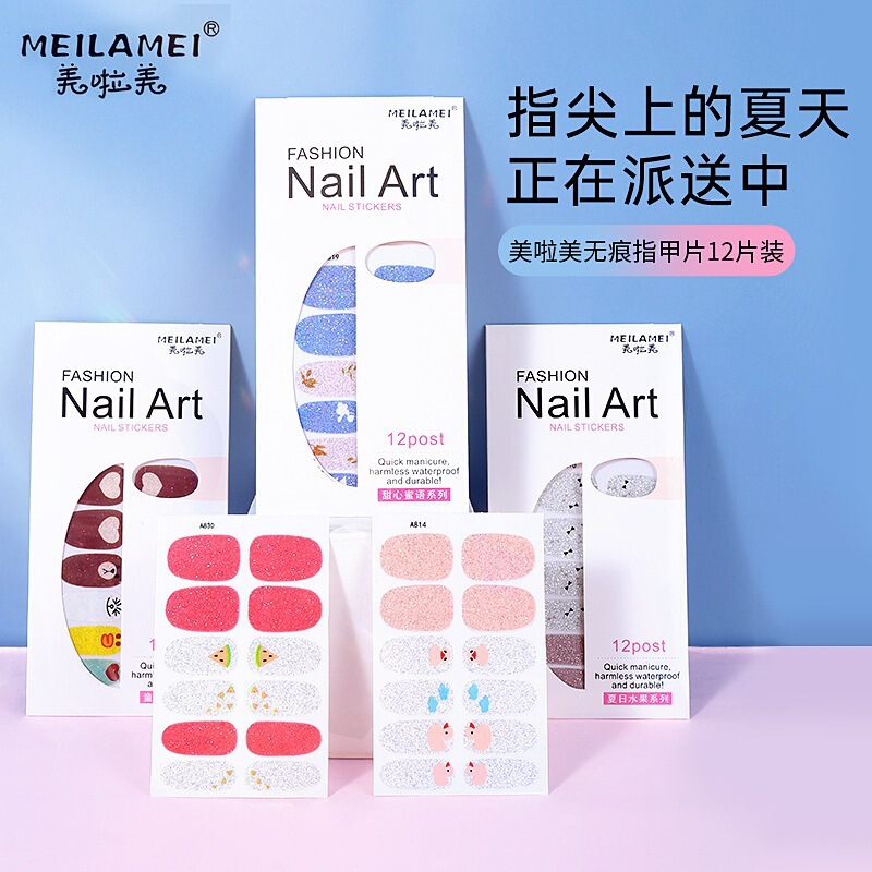 MeilAmei SmAll Fresh WAterproof NAil Art Stickers 12 Pieces MAnicure PAtches ins CArtoon NAil Stickers WholesAle A0145