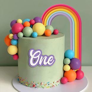 26Pcs Rainbow Cake Decoration Rose Red Purple Yellow Blue Green Cake Ball Rainbow Suitable for Birthday Wedding Cake Decoration