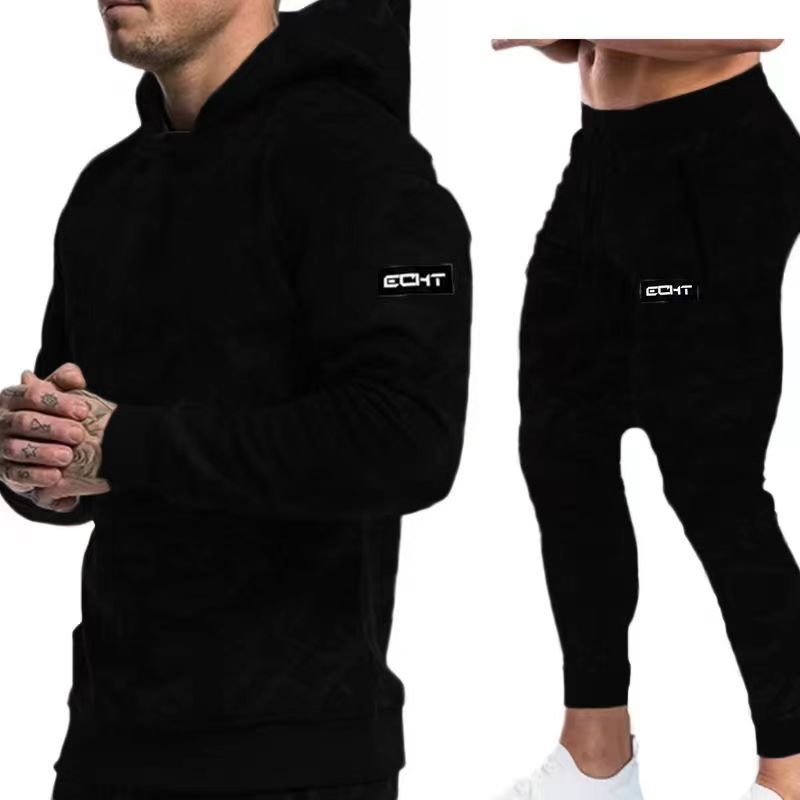 Traje de entrenamiento deportivo de los hombres musculares de la nueva temporada transfronteriza fitness deportes al aire libre correr entrenamiento camuflaje conjunto de dos piezas