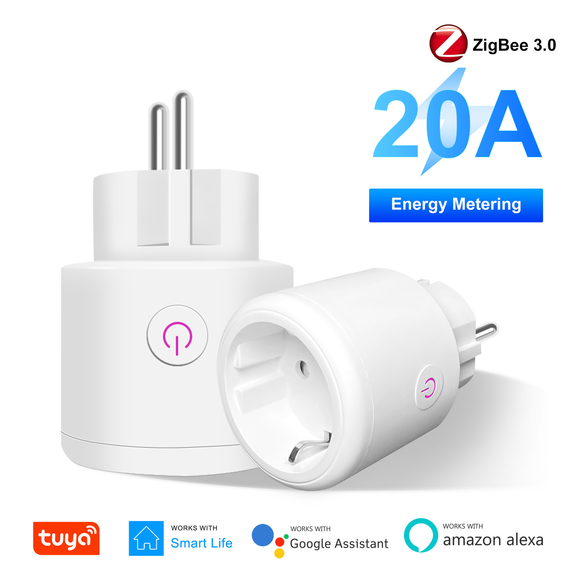 【跨境专供】zigbee智能插座欧规语音远程手机APP控制插座美规