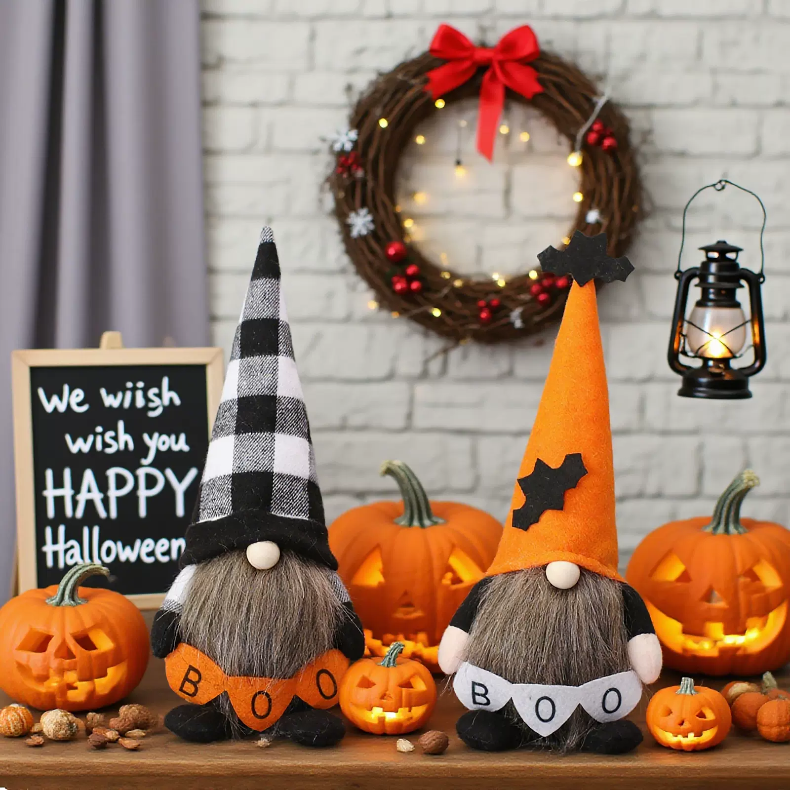 铭冠新品万圣节场地布置道具 侏儒无脸娃娃公仔摆件 鬼节地精玩偶